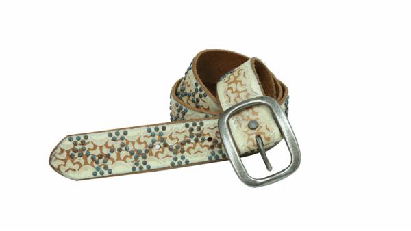 винтажный кожаный ремень с вышивкой