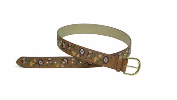 женский пояс из искусственной кожи с вышивкой из цветов