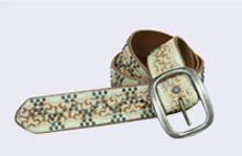 винтажный кожаный ремень с вышивкой