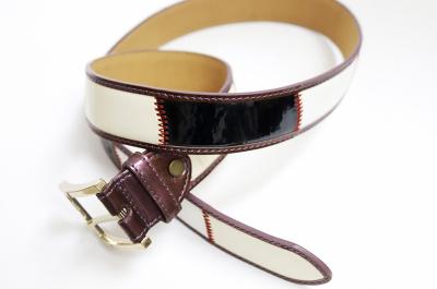 блестящий лоскутный ремень из цельнозерновой кожи