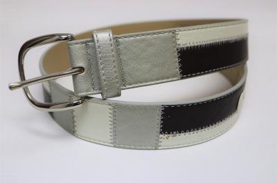 серебряно-черно-белый лоскутный ремень
