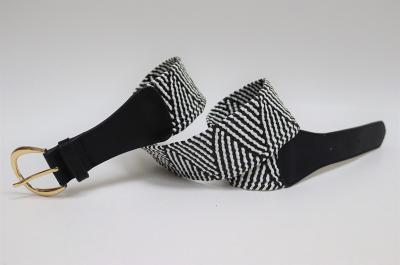 черно-белый эластичный плетеный ремень