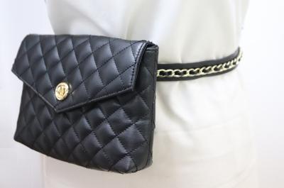 стеганая черная поясная сумка